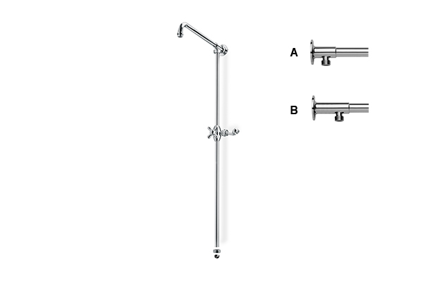 BRASS SHOWER COLUMN, RIGHT ANGLED SHAPES, WITH SLIDE BAR AND TUBE HEIGHT 1,000 MM, ø 18