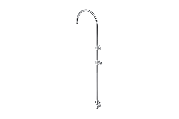 SHOWER COLUMN, ARC SHAPE, BRASS MADE, ADJUSTABLE IN HEIGHT FROM 785 MM TO 1075 MM - COMPLETE WITH A SHOWER DIVERTER AND SLIDE BAR, WALL-MOUNTED SHOWER HEAD SUPPORT FOR FLEXIBLE CONNECTION