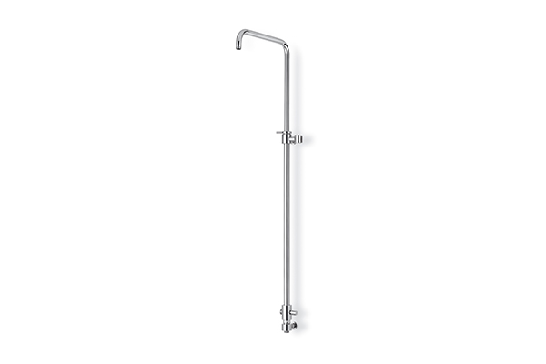 BRASS BRIDGE SHOWER COLUMN,  ADJUSTABLE IN HEIGHT FROM 760 MM TO 1,180 MM, COMPLETE WITH A SHOWER DIVERTER AND WALL-MOUNTED SHOWER SUPPORT FOR FLEXIBLE CONNECTION