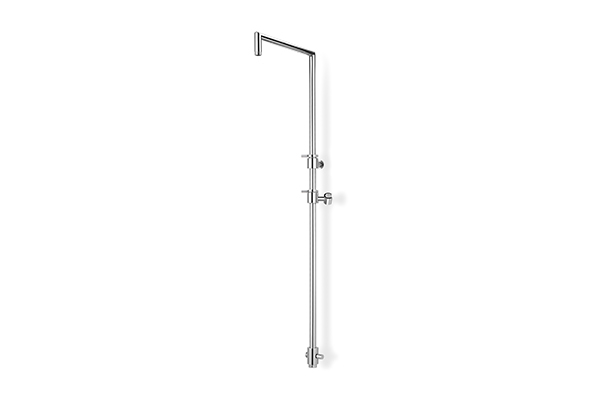 BRASS SQUARE SHOWER COLUMN, ADJUSTABLE IN HEIGHT FROM 715 MM TO 1,135 MM, COMPLETE WITH A SHOWER DIVERTER AN SLIDE BAR